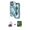MARSİLYAN™- iPhone 16 Kılıf Siluet Doku - Şeffaf 360 Full Body Arka Koruyucu + Gümüş Bilvis Titan Kamera Lens