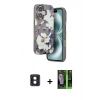 MARSİLYAN™- iPhone 16 Kılıf Siluet Doku - Şeffaf 360 Full Body Arka Koruyucu + PVD Metal Kamera Lens - MI
