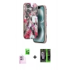 MARSİLYAN™- iPhone 16 Kılıf Siluet Doku - Şeffaf 360 Full Body Arka Koruyucu + Raze Metal Kamera Lens - PE