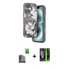 MARSİLYAN™- iPhone 16 Kılıf Siluet Doku - Şeffaf 360 Full Body Arka Koruyucu + Raze Metal Kamera Lens - SH
