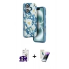 MARSİLYAN™- iPhone 16 Kılıf Siluet Doku - Şeffaf Pasifik Cam Ekran Koruyucu + Bilvis Titan Kamera Lens - SH