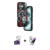 MARSİLYAN™- iPhone 16 Kılıf Siluet Doku - Şeffaf Pasifik Cam Ekran Koruyucu + Yeşil Bilvis Titan Kamera Lens