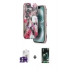 MARSİLYAN™- iPhone 16 Kılıf Siluet Doku - Siyah 360 Mat Full Body Arka Koruyucu + Bilvis Titan Kamera Lens - YL