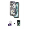 MARSİLYAN™- iPhone 16 Kılıf Siluet Doku - Siyah 360 Mat Full Body Arka Koruyucu + Bilvis Titan Kamera Lens - YL