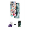 MARSİLYAN™- iPhone 16 Kılıf Siluet Doku - Siyah 360 Mat Full Body Arka Koruyucu + Bilvis Titan Kamera Lens - PE