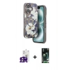 MARSİLYAN™- iPhone 16 Kılıf Siluet Doku - Siyah 360 Mat Full Body Arka Koruyucu + Bilvis Titan Kamera Lens - PE