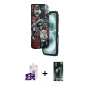 MARSİLYAN™- iPhone 16 Kılıf Siluet Doku - Siyah 360 Mat Full Body Arka Koruyucu + Bilvis Titan Kamera Lens - PE