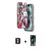 MARSİLYAN™- iPhone 16 Kılıf Siluet Doku - Siyah 360 Mat Full Body Arka Koruyucu + PVD Metal Kamera Lens - PE