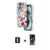MARSİLYAN™- iPhone 16 Kılıf Siluet Doku - Siyah 360 Mat Full Body Arka Koruyucu + PVD Metal Kamera Lens - PE