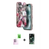 MARSİLYAN™- iPhone 16 Kılıf Siluet Doku - Siyah 360 Mat Full Body Arka Koruyucu + Raze Metal Kamera Lens - PE