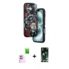 MARSİLYAN™- iPhone 16 Kılıf Siluet Doku - Siyah 360 Mat Full Body Arka Koruyucu + Raze Metal Kamera Lens - PE