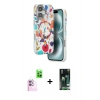 MARSİLYAN™- iPhone 16 Kılıf Siluet Doku - Siyah 360 Mat Full Body Arka Koruyucu + Raze Metal Kamera Lens - PE