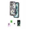 MARSİLYAN™- iPhone 16 Kılıf Siluet Doku - Siyah 360 Mat Full Body Arka Koruyucu + Raze Metal Kamera Lens - PE
