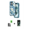 MARSİLYAN™- iPhone 16 Kılıf Siluet Doku - Siyah 360 Mat Full Body Arka Koruyucu + Raze Metal Kamera Lens - SH