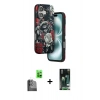MARSİLYAN™- iPhone 16 Kılıf Siluet Doku - Siyah 360 Mat Full Body Arka Koruyucu + Raze Metal Kamera Lens - SH