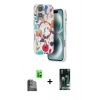 MARSİLYAN™- iPhone 16 Kılıf Siluet Doku - Siyah 360 Mat Full Body Arka Koruyucu + Raze Metal Kamera Lens - SH