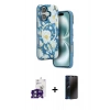 MARSİLYAN™- iPhone 16 Kılıf Siluet Doku - Siyah 3D Antistatik Hayalet Cam Ekran Koruyucu + Bilvis Titan Kamera Lens - YL