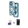 MARSİLYAN™- iPhone 16 Kılıf Siluet Doku - Siyah 3D Antistatik Hayalet Cam Ekran Koruyucu + Bilvis Titan Kamera Lens - GS