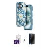 MARSİLYAN™- iPhone 16 Kılıf Siluet Doku - Siyah 3D Antistatik Hayalet Cam Ekran Koruyucu + Bilvis Titan Kamera Lens - PE