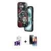 MARSİLYAN™- iPhone 16 Kılıf Siluet Doku - Siyah 3D Antistatik Mat Seramik Nano Ekran Koruyucu + Bilvis Titan Kamera Lens - GS