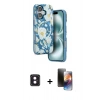MARSİLYAN™- iPhone 16 Kılıf Siluet Doku - Siyah 3D Antistatik Mat Seramik Nano Ekran Koruyucu + PVD Metal Kamera Lens - PE