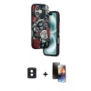 MARSİLYAN™- iPhone 16 Kılıf Siluet Doku - Siyah 3D Antistatik Mat Seramik Nano Ekran Koruyucu + PVD Metal Kamera Lens - PE