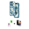 MARSİLYAN™- iPhone 16 Kılıf Siluet Doku - Siyah 3D Antistatik Mat Seramik Nano Ekran Koruyucu + Raze Metal Kamera Lens - PE
