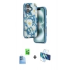 MARSİLYAN™- iPhone 16 Kılıf Siluet Doku - Siyah 3D Antistatik Seramik Nano Ekran Koruyucu + Raze Metal Kamera Lens - LT