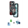 MARSİLYAN™- iPhone 16 Kılıf Siluet Doku - Siyah 3D Antistatik Seramik Nano Ekran Koruyucu + Raze Metal Kamera Lens - LT