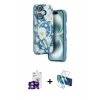 MARSİLYAN™- iPhone 16 Kılıf Siluet Doku - Siyah 3D Antistatik Seramik Nano Ekran Koruyucu + Bilvis Titan Kamera Lens - PE