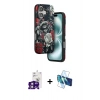 MARSİLYAN™- iPhone 16 Kılıf Siluet Doku - Siyah 3D Antistatik Seramik Nano Ekran Koruyucu + Bilvis Titan Kamera Lens - PE