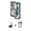 MARSİLYAN™- iPhone 16 Kılıf Siluet Doku - Siyah Bilvis 5in1 3D Magic Cam Ekran Koruyucu + Bilvis Titan Kamera Lens - YL