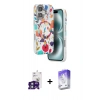 MARSİLYAN™- iPhone 16 Kılıf Siluet Doku - Siyah Bilvis 5in1 3D Magic Cam Ekran Koruyucu + Bilvis Titan Kamera Lens - YL