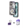 MARSİLYAN™- iPhone 16 Kılıf Siluet Doku - Siyah Bilvis 5in1 3D Magic Cam Ekran Koruyucu + Bilvis Titan Kamera Lens - SH