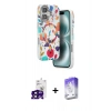 MARSİLYAN™- iPhone 16 Kılıf Siluet Doku - Siyah Bilvis 5in1 3D Magic Cam Ekran Koruyucu + Bilvis Titan Kamera Lens - SH