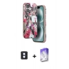 MARSİLYAN™- iPhone 16 Kılıf Siluet Doku - Siyah Bilvis 5in1 3D Magic Cam Ekran Koruyucu + PVD Metal Kamera Lens - MI