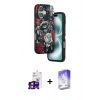 MARSİLYAN™- iPhone 16 Kılıf Siluet Doku - Siyah Bilvis 5in1 3D Magic Cam Ekran Koruyucu + Pembe Bilvis Titan Kamera Lens