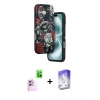 MARSİLYAN™- iPhone 16 Kılıf Siluet Doku - Siyah Bilvis 5in1 3D Magic Cam Ekran Koruyucu + Raze Metal Kamera Lens - PE