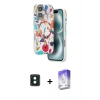 MARSİLYAN™- iPhone 16 Kılıf Siluet Doku - Siyah Bilvis 5in1 3D Magic Cam Ekran Koruyucu + PVD Metal Kamera Lens - YL