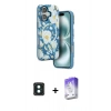 MARSİLYAN™- iPhone 16 Kılıf Siluet Doku - Siyah Bilvis 5in1 3D Magic Cam Ekran Koruyucu + PVD Metal Kamera Lens - YL