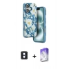 MARSİLYAN™- iPhone 16 Kılıf Siluet Doku - Siyah Bilvis 5in1 3D Magic Cam Ekran Koruyucu + PVD Metal Kamera Lens - MI