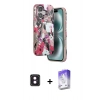 MARSİLYAN™- iPhone 16 Kılıf Siluet Doku - Siyah Bilvis 5in1 3D Magic Cam Ekran Koruyucu + PVD Metal Kamera Lens - PE