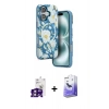 MARSİLYAN™- iPhone 16 Kılıf Siluet Doku - Siyah Bilvis 5in1 5D Magic Hayalet Cam Ekran Koruyucu + Bilvis Titan Kamera Lens - PE