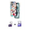 MARSİLYAN™- iPhone 16 Kılıf Siluet Doku - Siyah Bilvis 5in1 5D Magic Hayalet Cam Ekran Koruyucu + Bilvis Titan Kamera Lens - YL