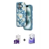 MARSİLYAN™- iPhone 16 Kılıf Siluet Doku - Siyah Bilvis 5in1 5D Magic Hayalet Cam Ekran Koruyucu + Gümüş Bilvis Titan Kamera Lens