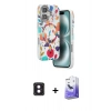 MARSİLYAN™- iPhone 16 Kılıf Siluet Doku - Siyah Bilvis 5in1 5D Magic Hayalet Cam Ekran Koruyucu + PVD Metal Kamera Lens - PE