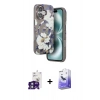 MARSİLYAN™- iPhone 16 Kılıf Siluet Doku - Siyah Bilvis 5in1 5D Magic Hayalet Cam Ekran Koruyucu + Bilvis Titan Kamera Lens - YL