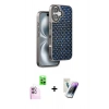 MARSİLYAN™- iPhone 16 Kılıf Siluet Form Serisi - Şeffaf Pasifik Cam Ekran Koruyucu + Raze Metal Kamera Lens - PE