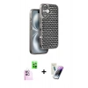 MARSİLYAN™- iPhone 16 Kılıf Siluet Form Serisi - Şeffaf Pasifik Cam Ekran Koruyucu + Raze Metal Kamera Lens - PE