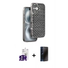MARSİLYAN™- iPhone 16 Kılıf Siluet Form Serisi - Siyah 3D Antistatik Hayalet Cam Ekran Koruyucu + Bilvis Titan Kamera Lens - SH